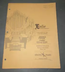 ORIGINAL LESLIE MODEL 122 122R SPEAKER SERVICE OWNER'S MANUAL - Foto 1 di 4