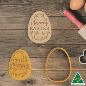 Happy Easter Egg Cookie Cutter And Embosser Stamp - Picture 1 of 3