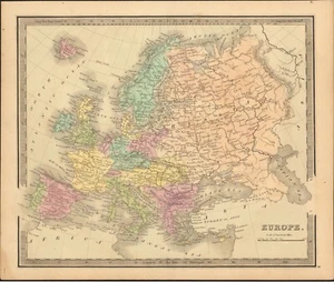 1840 Europe map by Greenleaf 14.2" x 11.9" scarce 1st edition antique - Picture 1 of 4