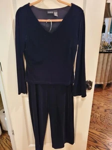 George Black Stretch Velour 2 Piece Top & Pant Set -- Size S - Picture 1 of 11