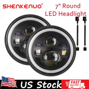 PAIR 7" Inch LED Headlights DRL Turn Signal For Jeep Wrangler JK TJ CJ 1997-2018 - Picture 1 of 14