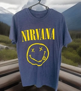 Vntg-Nirvana Classic Logo T Shirt Mens Size L Back Cotton Yellow Smiley Face - Picture 1 of 4