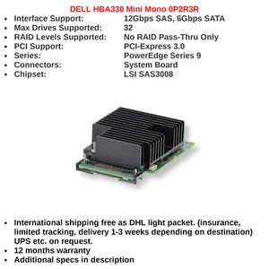 DELL HBA330 Mini Mono 12GB/S SAS Host Bus Adapter 0P2R3R LSI SAS3008 - Picture 1 of 6