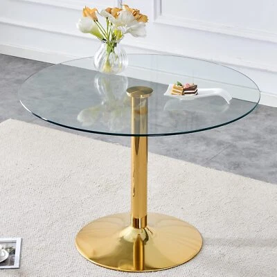 Круглый кухонный стол, прозрачный круглый стеклянный обеденный стол, закаленное стекло для комнаты - Изображение 1 из 4