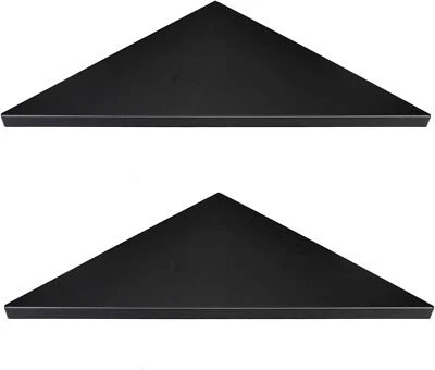 EVRON Corner Mounting ShelfEasy to Install Wall Corner Shelf Set of 2 (Black Wood