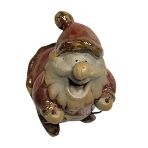 Kirkland's Potters Garden Ceramic Whimsical Santa Skiing Downhill Red Brown - Picture 1 of 12