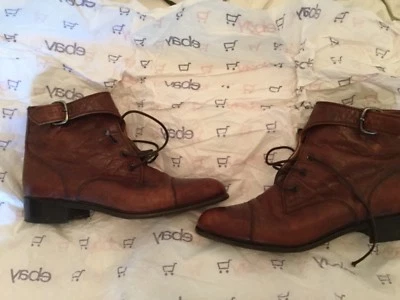 В ОТЛИЧНОМ СОСТОЯНИИ Walter Steiger искусственно состаренный коричневый кожаный шнурует вверх ботильоны - 37 - Изображение 1 из 4