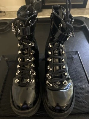*Jeffrey Campbell* ~Czech Platform Patent Leather Combat Boots 8M ~Side Zip~ - Image 1 of 4