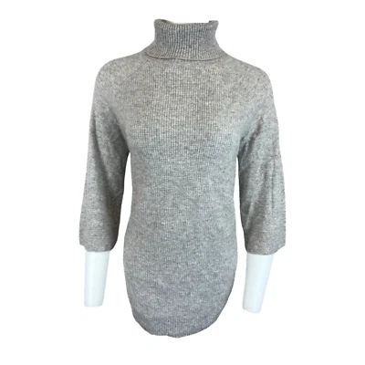 Soft by NAADAM 100% Cashmere Waffle Stitch Turtleneck Sweater Top Cement 1X Size - Image 1 of 2