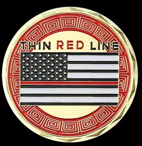 Firefighter, Fire Rescue, Thin Red Line, Challenge Coin, Gold, Free Shipping - Picture 1 of 2