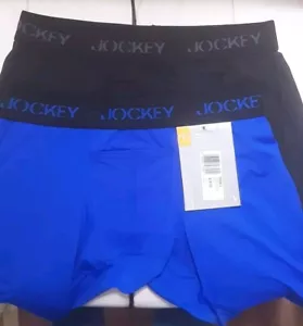 Men's Jockey Sport 2-Pack Microfiber 10" H-Fly Midway Briefs Size S Blue/Black - Picture 1 of 8