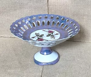 Pedestal floral vintage cesta de frutas cuenco centro de mesa lustre mediados de siglo - Imagen 1 de 8