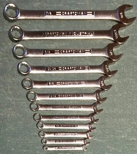 RARE 12 PIECE 12 POINT CRAFTSMAN SAE COMBINATION WRENCH SET USA MADE 1/4-7/8 IN - Picture 1 of 12