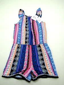 Joey B Romper One Piece Suit Girls XL Black/Multi Floral Paisley Fringe NWT - Picture 1 of 10