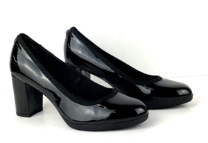 Ann Klein Castana Iflex Pumps Black Patent Leather 7.5 M 3" Block Heel Round Toe - Picture 1 of 12