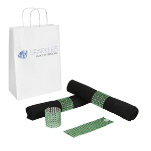 50 Green Rhinestone Napkin Rings - 8 Row Reusable Fasteners - Picture 1 of 5