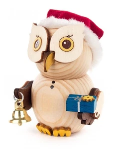 Statuina per tutto l'anno mini gufo Babbo Natale H: 7,5 cm nuova statua in legno miniatura in legno - Foto 1 di 1