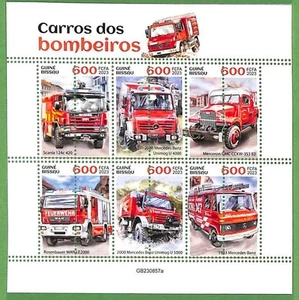 B2224 - Guine-Bissau - Hoja de sellos ERROR MAL PERFECTO - 2023 - Trabajos, camiones de bomberos - Imagen 1 de 1