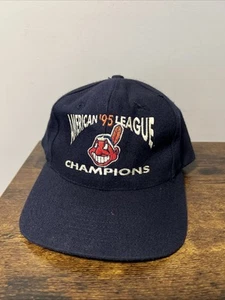De Colección Cleveland Indians Chief Wahoo 1995 AL Champions Gorra/Sombrero Snapback Mezcla Lana - Imagen 1 de 6