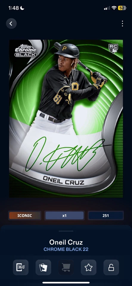 Oneil Cruz Topps Chrome Black **DIGITAL** Autographed RC /251 - Image 1 of 1