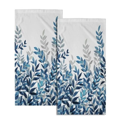 Juego de 2 toallas de mano de eucalipto azul hojas de acuarela florales de primavera cocina... Foto 1 de 4