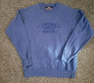 Vintage 90s Harley-Davidson Sweatshirt LARGE Blau American Classic 27x22 - Bild 1 von 4