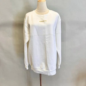 Adidas white sweatshirt gold trefoil logo/accents men's Size medium NWT  - Picture 1 of 11