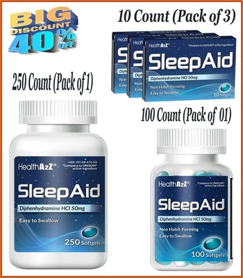 Sleep Aid, Diphenhydramine HCl 50mg, 250 Softgels, Supports Deeper Restful Sleep - Image 1 of 4