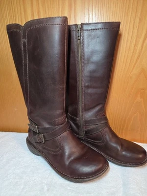 UGG Rosen 高筒骑行靴女式 7 码棕色人造毛皮衬里暖雪 — 第 1/4 张图片