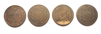 1866, 1869, 1870 & 1871 Two Cent Pieces - Image 1 of 4