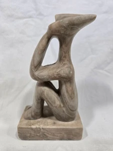 Speckstein Abstrakt Antik Denker Skulptur 5" 12 Unzen Primitiv LESEN - Bild 1 von 6