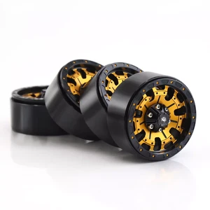 4Pcs 1.9" Aluminum Crawler Wheels for SCX10 III & TRX4 | Rage Black Gold Edition - Picture 1 of 5