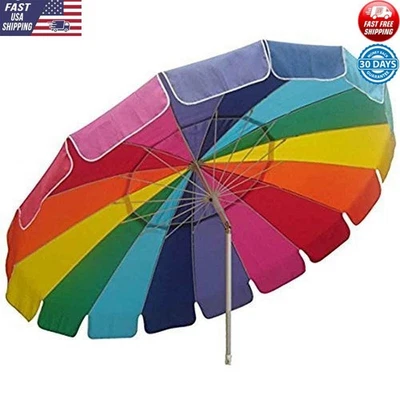 Sombrilla de playa portátil de 8 pies protección UV anclaje de arena resistente tapa ventilada nueva Foto 1 de 4