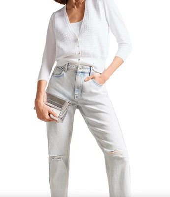 NWT $260 Ted Baker White Baliner Sequin Detail Knit Cardigan Size 1 US 4 - Image 1 of 4