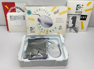VINTAGE 90’s Logitech MouseMan BUS Mouse M-PD13-9MD Mouseware PC OPEN BOX PS/2 - Image 1 of 4