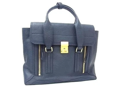 Bolso de Mano 3.1 Phillip Lim Pashli Mediano - Cuero Azul Marino con Herrajes Dorados Foto 1 de 4