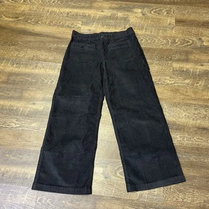 American Eagle Corduroy Low Rise Baggy Wide Leg Charcoal Womens 6 Short Stretch - Picture 1 of 11