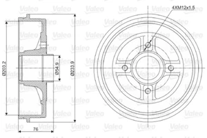 2x Valeo 237003 Brake Drum Rear for Nissan Kubistar Box, Renault Kangoo - Picture 1 of 2