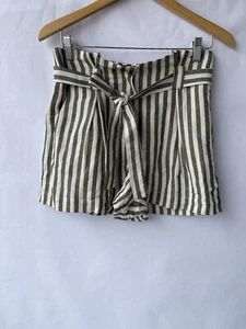 L’Agence Alex Striped High Waisted Linen Blend Paper Bag Shorts Size 4 - Picture 1 of 9