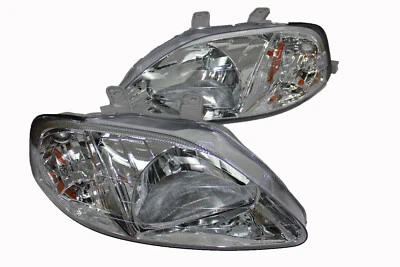 Faros cromados SI EX LX DX reflector ámbar para Honda Civic EK EM1 99-00 Foto 1 de 2