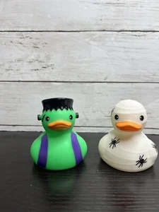 Halloween Rubber Ducks Lot Of 2 Target Frankenstein And Spider Duck - Picture 1 of 8
