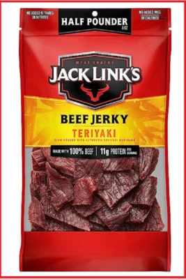 Jack Link’s Beef Jerky, Teriyaki, 1/2 libra sabroso bocadillo de carne sin MSG añadido* Foto 1 de 3