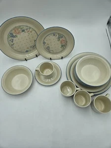 Corelle Corning Symphony 20 Pc Dinnerware Set Pink Blue Floral Vintage - Picture 1 of 7