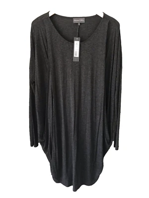 NEW MICHAEL STARS Womens Dress Drape Front Pockets Gray Milano Jersey Sz L NWT - Image 1 of 4