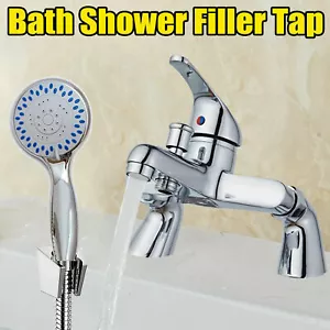 Bathroom Bath Shower Filler Mixer Tap Chrome Solid Brass Handset Hose Attachment - Picture 1 of 12