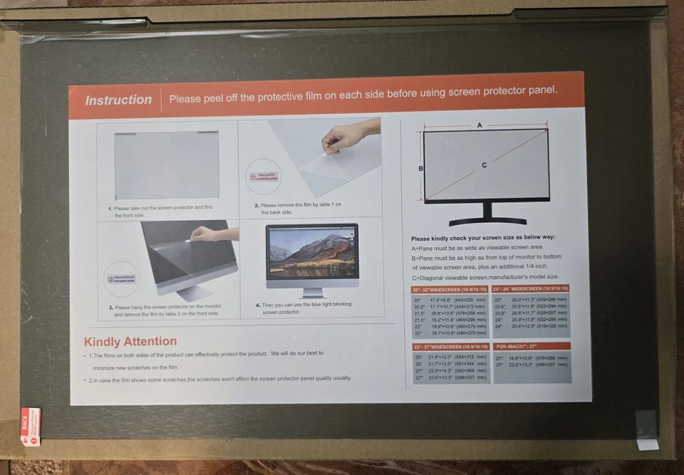 Mosiso 20-22 inch blue light blocking Anti-UV Eye Screen Protection Filter - Image 1 of 2