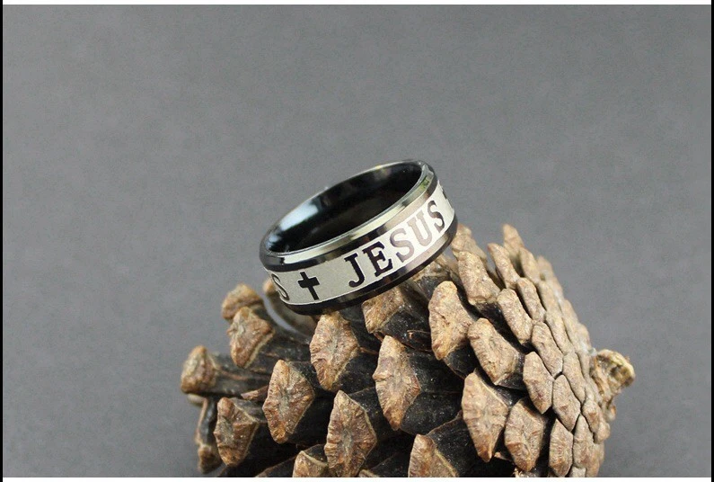 5 Colors 8MM Jesus Christian Cross Band Men Women's Stainless Steel Ring USA New - Image 1 of 1