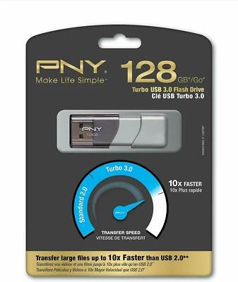 NEW PNY Turbo 128GB USB 3.0 Flash Drive - P-FD128GTBOP-GE - Image 1 of 4