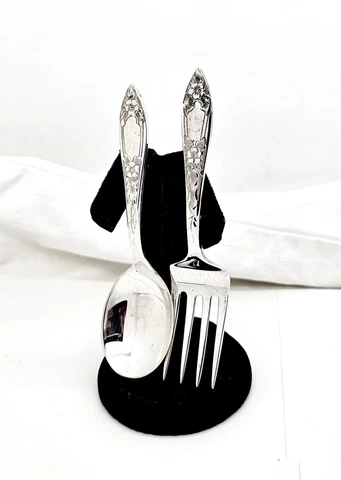 STIEFF LADY CLAIRE STERLING SILVER ART DECO BABY FORK & SPOON SET,EXCELLENT Cover