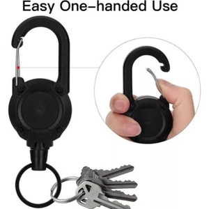 Outdoor Einziehbar Schlüsselanhänger Rollenhalter Schwerlast Kordel Karabiner Schlüsselhalter - Bild 1 von 31